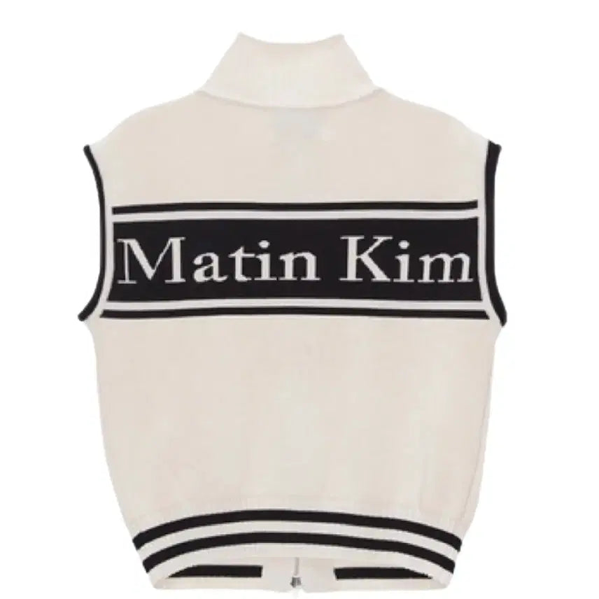 [BUNJANG] Matin Kim Spell Point Stripe Knit Vest Ivory / 마뗑킴 스펠 포인트 스트라이프 니트 베스트 아이보리