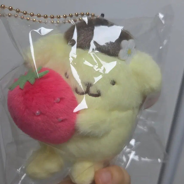 [BUNJANG] Sanrio Pompompurin Strawberry Doll Keychain / 산리오 딸기폼폼푸린 인형 키링 택포