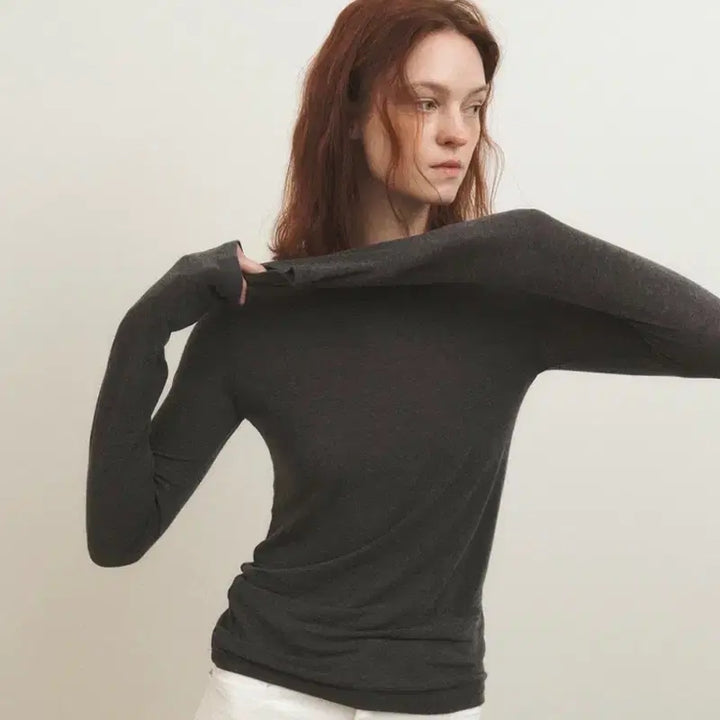 [BUNJANG] AaU Wool Tencel Layered T-Shirt Gray / 에이에이유 울 텐셀 레이어드티 그레이 완전새상품