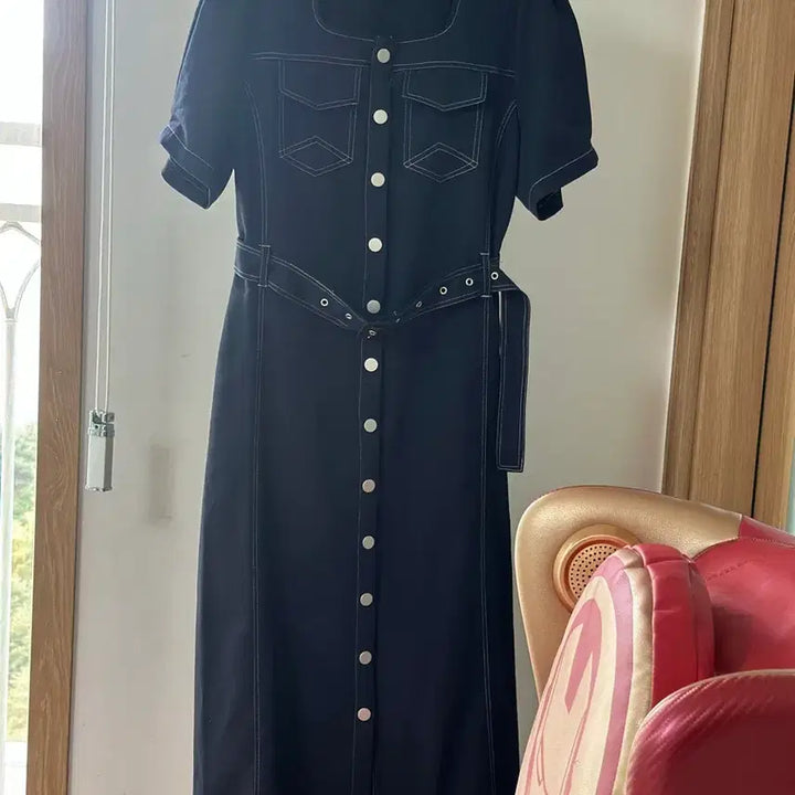 [BUNJANG] YUKGUL Square Neck Stitch Dress / 육걸 스퀘어넥 스티치 원피스~!!(새상품)