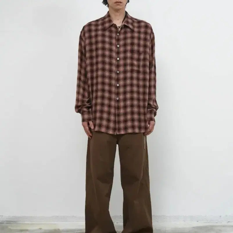 [BUNJANG] Surface Edition Loose Check Shirt Dark Pink L / 서피스에디션 / LOOSED CHECK SHIRTS_다크핑크 / L