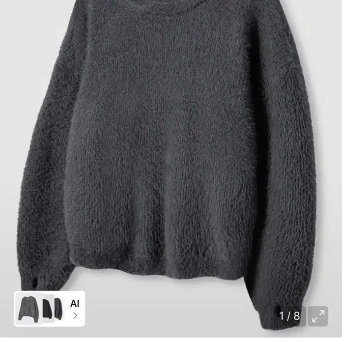 [BUNJANG] Dimitriblack Essential Hairy Round Knit Charcoal / 디미트리블랙 에센셜 헤어리 라운드 니트 차콜