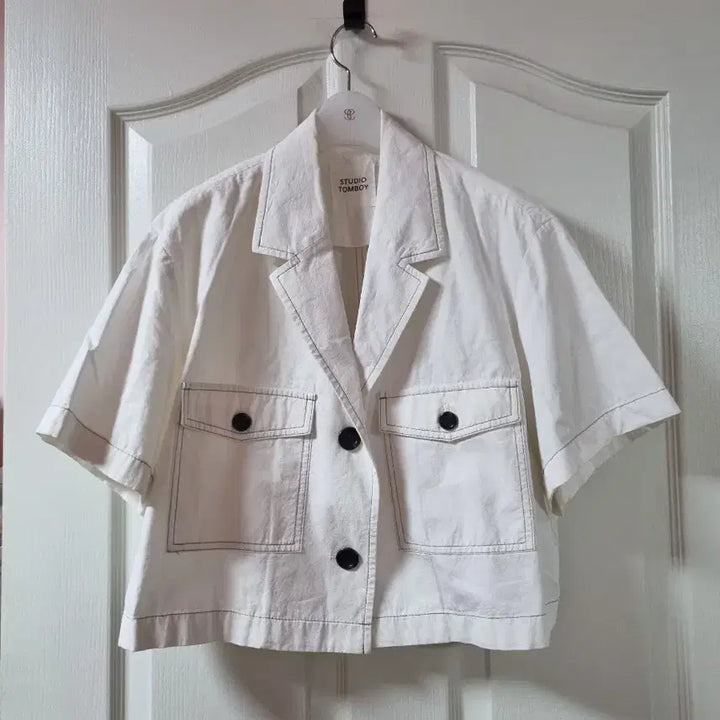 [BUNJANG] Studio Tomboy White Short Sleeve Jacket / 스튜디오 톰보이 화이트 반팔 자켓