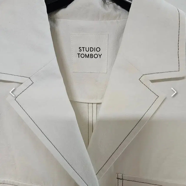 [BUNJANG] Studio Tomboy White Short Sleeve Jacket / 스튜디오 톰보이 화이트 반팔 자켓