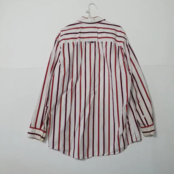 [BUNJANG] Tommy Hilfiger Striped Red Long Sleeve Shirt / 타미힐피거 스트라이프 레드 긴팔 셔츠 0249