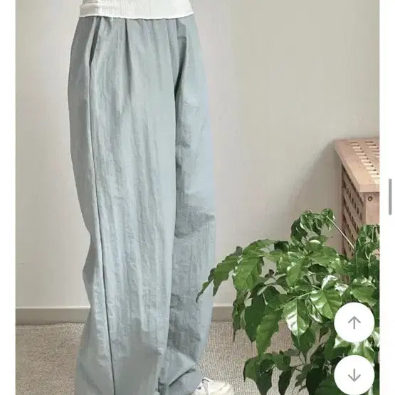 [BUNJANG] Avely Crinkly Wide Pants - Light Blue / 에이블리 바스락 와이드 팬츠 - 소라색상