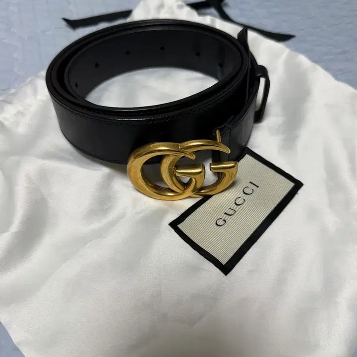 [BUNJANG] Gucci GG Marmont Belt Black Gold Buckle 90/3cm / 구찌 GG 마몽 벨트 블랙 금장 90/3cm