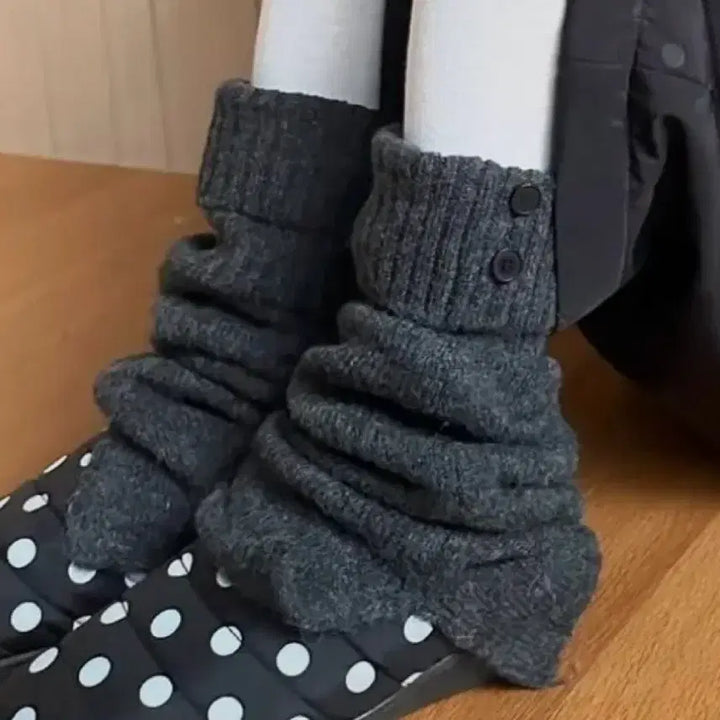 [BUNJANG] Miseki Seoul Knit Leg Warmers (Charcoal) / 미세키서울 레그워머