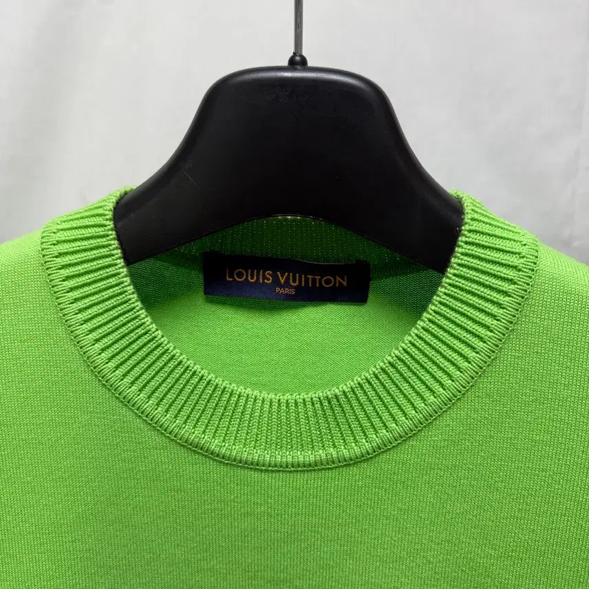 [BUNJANG] Louis Vuitton Embroidered Signature Oversized Knit T-Shirt / 루이비통 엠브로이더드 시그니처 오버핏 니트 반팔