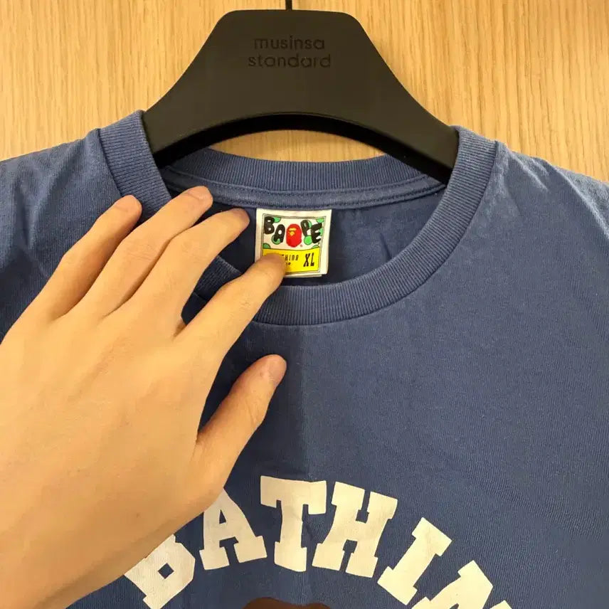 [BUNJANG] BAPE College Logo Short Sleeve T-Shirt XL Blue / 베이프 BAPE 컬리지 로고 반팔 티셔츠 XL 블루