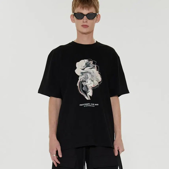 [BUNJANG] KI MYUNG Flower T-shirt Black Size 48 / [새제품] 기명 KI MYUNG 플라워 티셔츠 블랙 48사이즈 팝니다