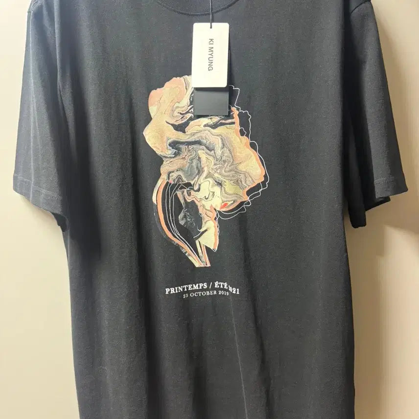 [BUNJANG] KI MYUNG Flower T-shirt Black Size 48 / [새제품] 기명 KI MYUNG 플라워 티셔츠 블랙 48사이즈 팝니다