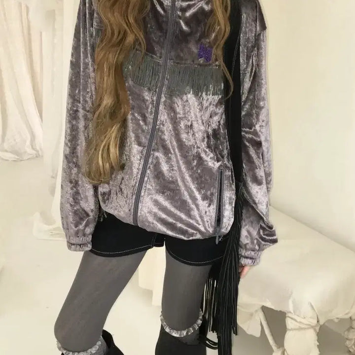 [BUNJANG] Needles Velour Fringe Track Jacket / 니들스 벨루어 프린지 트랙 자켓