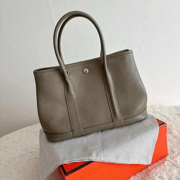 [BUNJANG] Premium Natural Cowhide Leather Tote Bag, Etain, Shoulder Bag, Crossbody Bag with Strap / 고급 천연 소가죽 토트백 에토프 숄더백 크로스백 스트랩 포함