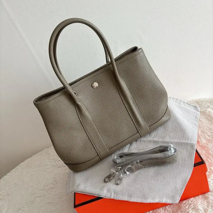 [BUNJANG] Premium Natural Cowhide Leather Tote Bag, Etain, Shoulder Bag, Crossbody Bag with Strap / 고급 천연 소가죽 토트백 에토프 숄더백 크로스백 스트랩 포함
