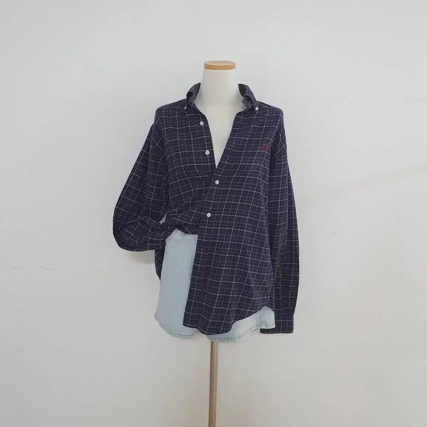 [BUNJANG] Polo Ralph Lauren Navy Check Cotton Shirt / No.26050308 폴로 랄프로렌 체크 남방 셔츠