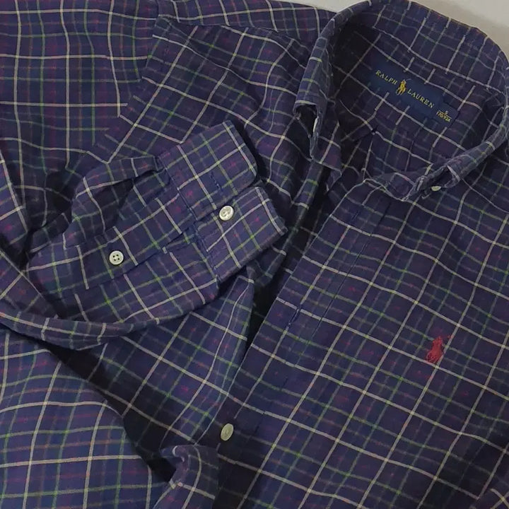 [BUNJANG] Polo Ralph Lauren Navy Check Cotton Shirt / No.26050308 폴로 랄프로렌 체크 남방 셔츠