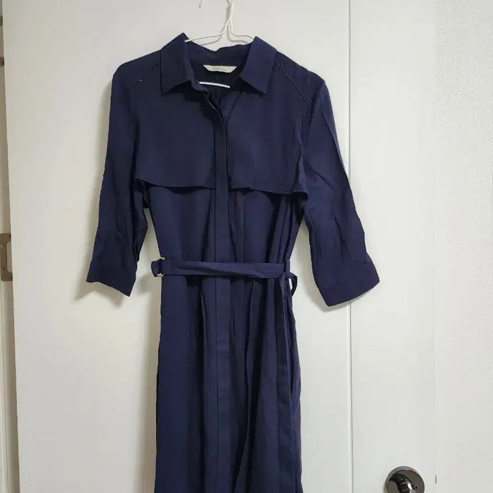 [BUNJANG] Subi Navy Shirt Flare Mini Dress / 수비 네이비 셔츠 플레어 미니 원피스