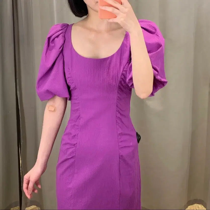 [BUNJANG] And Other Stories Purple Puff Sleeve Mini Dress Size 32 / 앤아더스토리즈 원피스 32사이즈(1회착용)