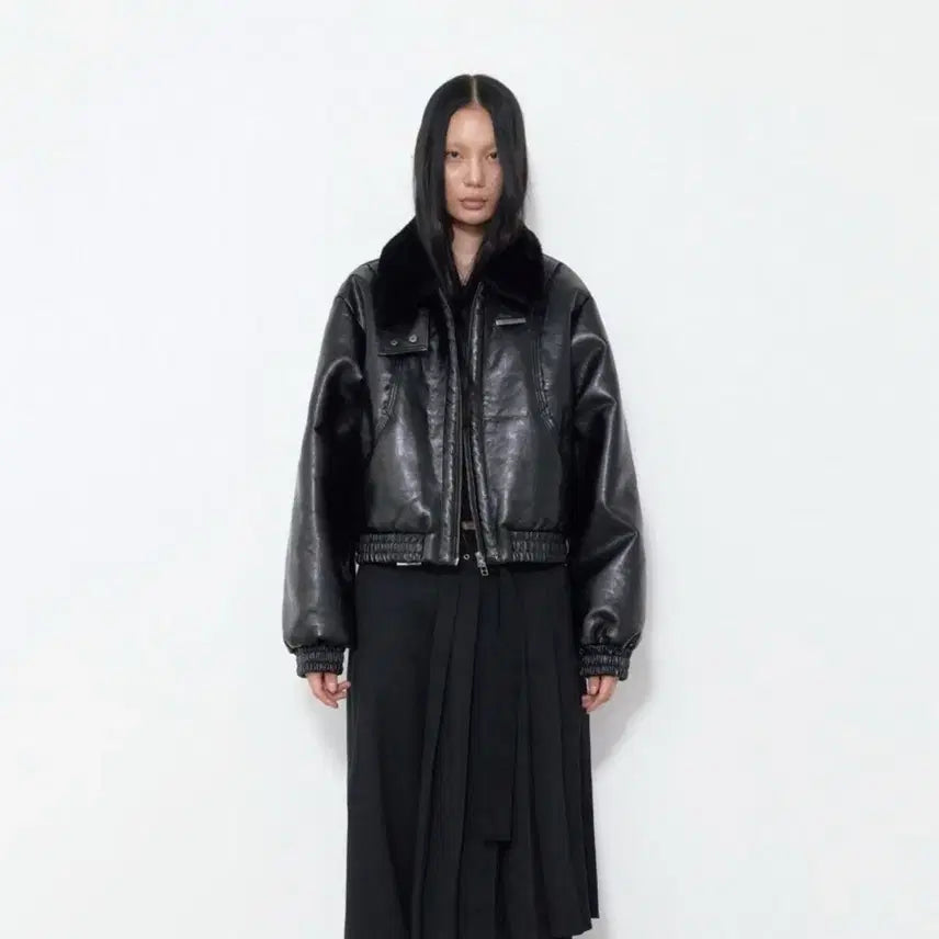 [BUNJANG] Bohemian Seoul High Neck Flight Leather Jacket / 보헤미안서울 high neck flight leather jacket