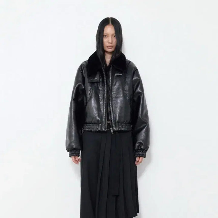 [BUNJANG] Bohemian Seoul High Neck Flight Leather Jacket / 보헤미안서울 high neck flight leather jacket