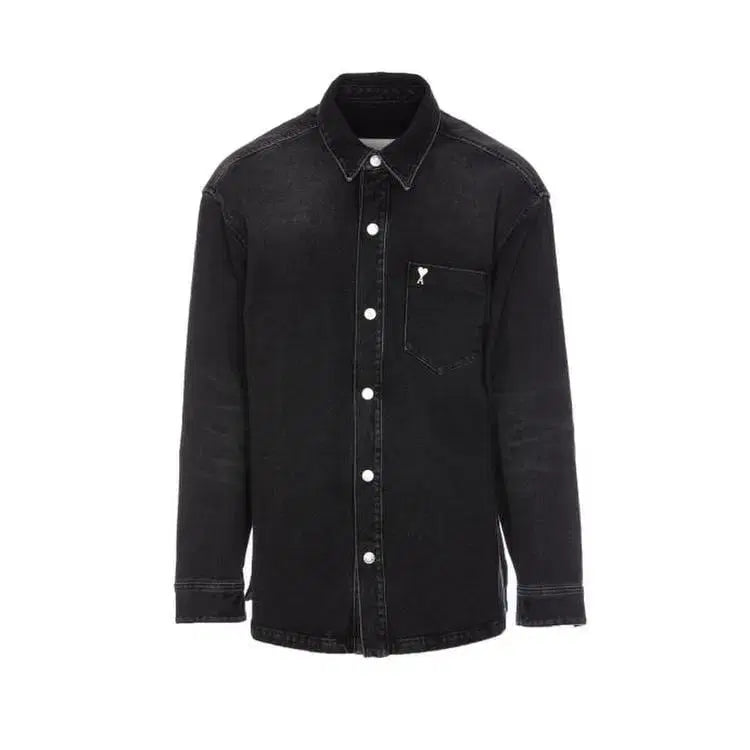 [BUNJANG] AMI Heart Logo Denim Jacket Black / [L] 아미 하트 로고 데님 자켓 블랙