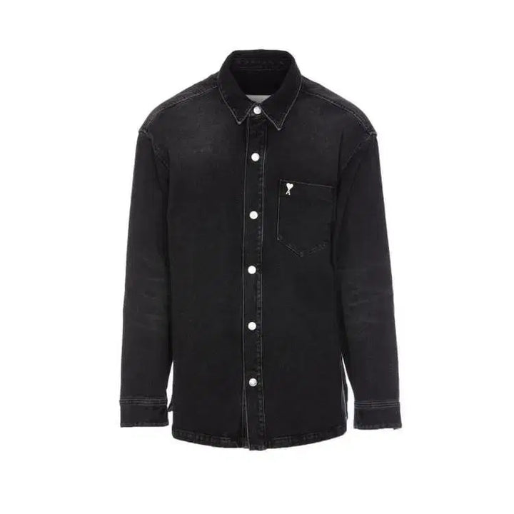 [BUNJANG] AMI Heart Logo Denim Jacket Black / [L] 아미 하트 로고 데님 자켓 블랙