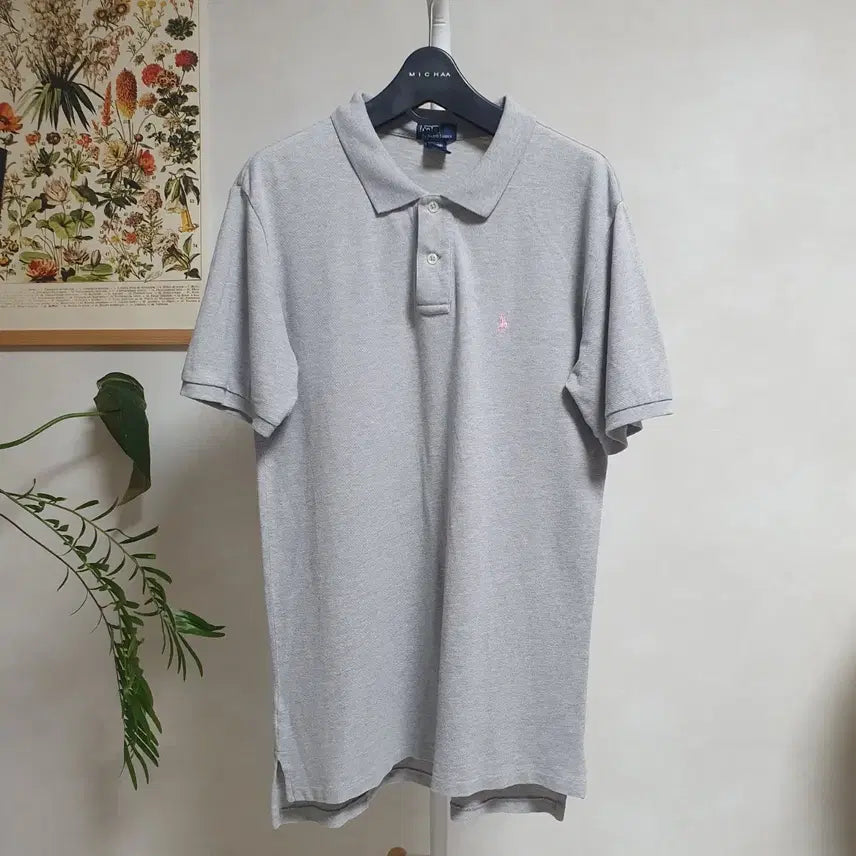 [BUNJANG] Polo Cotton Short Sleeve Shirt Light Grey / [S] 폴로 코튼 반팔셔츠 연그레이
