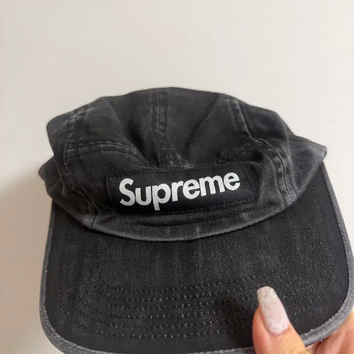 [BUNJANG] Supreme Washed Chino Camp Cap Black SS25 / 슈프림 워시드 치노 캠프캡 블랙 -25ss