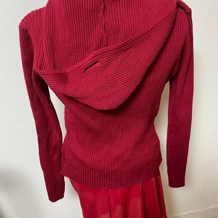 [BUNJANG] BAD BLOOD Red Gingham Knit Hoodie Zip-Up M / BAD BLOOD 배드블러드, 레드 컬러 후드 집업