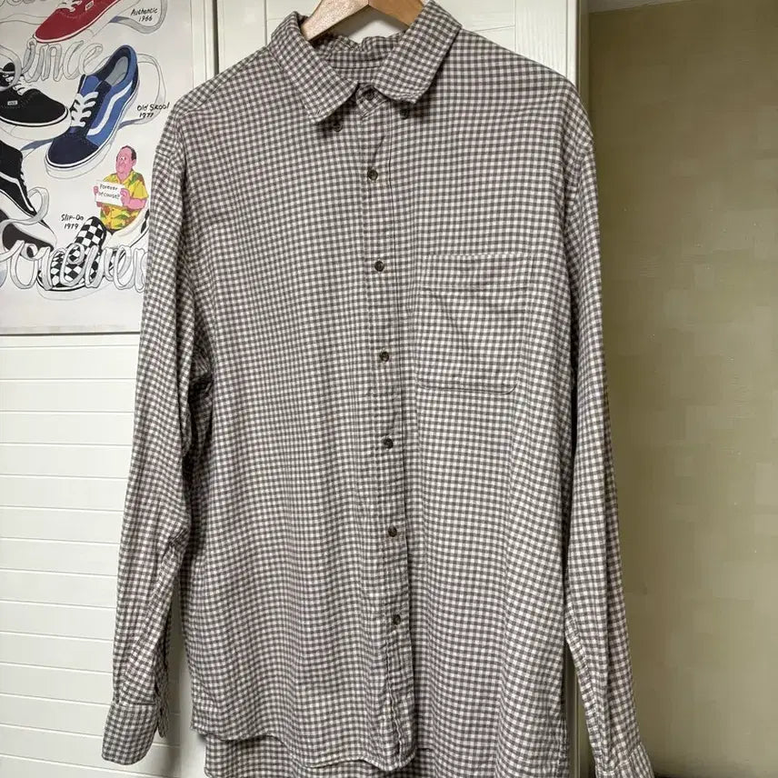 [BUNJANG] Uniqlo Gingham Check Shirt Beige XXL / 유니클로 깅엄 체크셔츠 베이지(xxl)