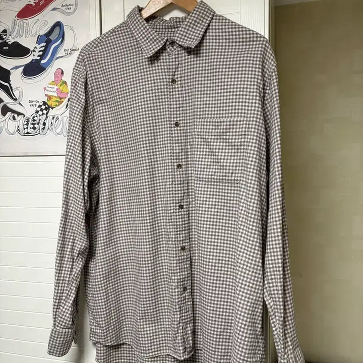 [BUNJANG] Uniqlo Gingham Check Shirt Beige XXL / 유니클로 깅엄 체크셔츠 베이지(xxl)