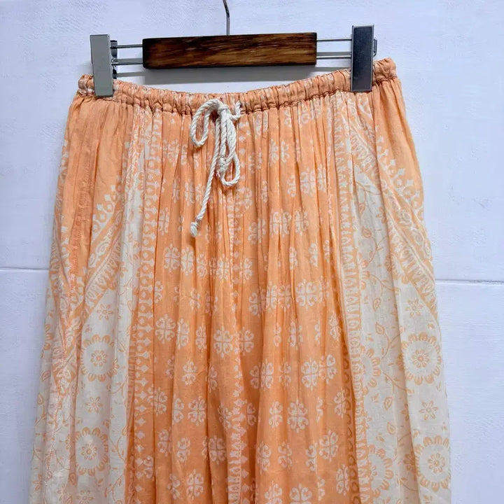 [BUNJANG] Orange Paisley Pattern Hippie Ethnic Long Skirt L / 오렌지 페이즐리 패턴 히피 에스닉 롱 스커트 L JPN