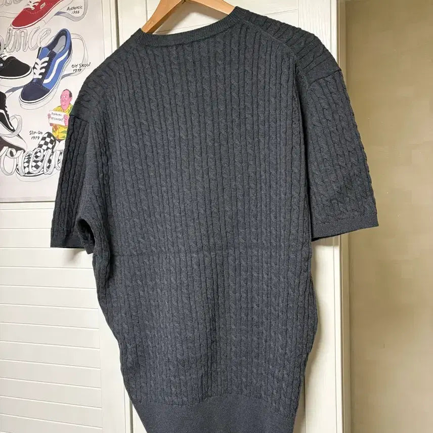 [BUNJANG] Steadyeverywhere Cable Knit Short Sleeve Dark Grey / 스테디에브리웨어 케이블니트 반팔(2) 다크그레이