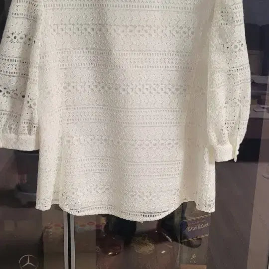 [BUNJANG] Misha White Lace Puff Sleeve Blouse M / 미샤 화이트 레이스 퍼프 소매 블라우스 m