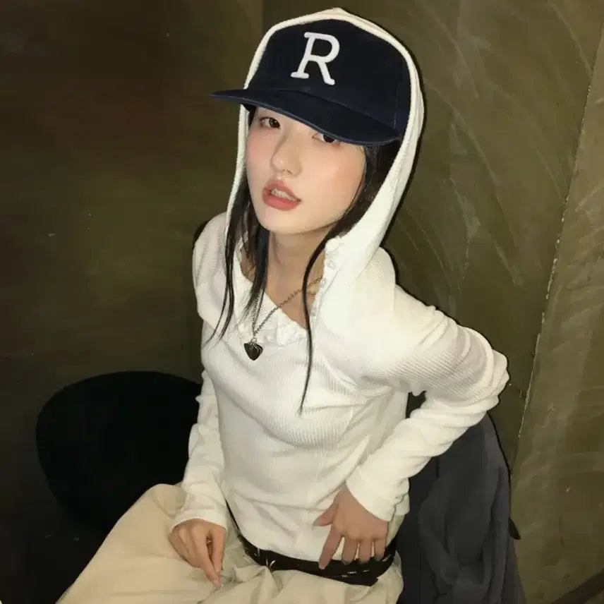 [BUNJANG] PLACE STUDIO Ribbed Hoodie Long Sleeve T-Shirt Gray / 플레이스 스튜디오 골지 후드 긴팔 티셔츠 그레이