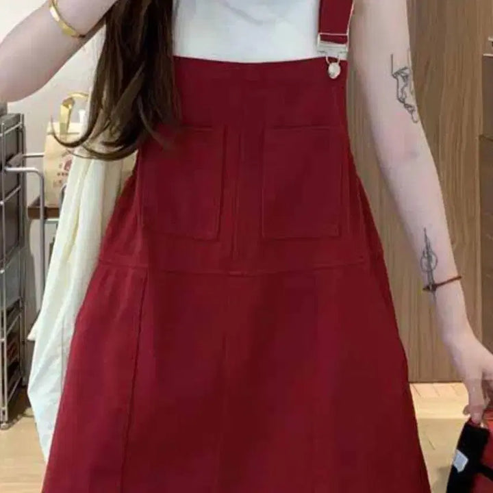 [BUNJANG] Annyeong Jadu School Uniform Overall Skirt Set Rental (Size M) / (최저가) 안녕자두야 졸사 대여