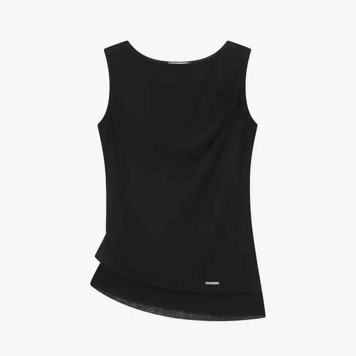 [BUNJANG] Miseki Seoul Unbalanced Sheer Layered Sleeveless Black / 미세키서울Unbalanced sheer layered sleeveless
