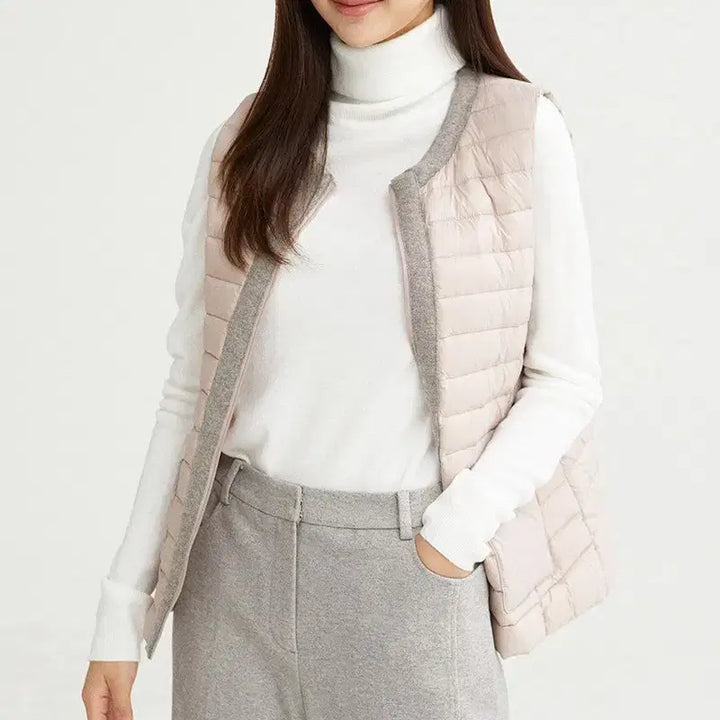 [BUNJANG] Clovis Clovis Duck Fiber Lightweight Padded Vest Pink / (새상품) 클로비스 클라비스 CLOVIS 덕 파이버 경량 패딩 조끼 핑크