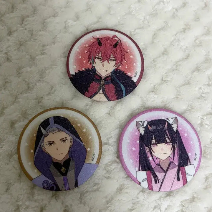 [BUNJANG] Chogakuyagongju Black Onyx Glitter Can Badge 3 Types Bundle Set / 초가구야공주 팬베이스팝업 블랙오닉스 글리터캔뱃지 3종일괄