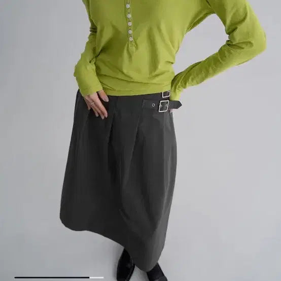 [BUNJANG] 8seconds Henley Neck Long Sleeve Jersey Top Olive / 에잇세컨즈 헨리넥 긴팔 저지탑 올리브