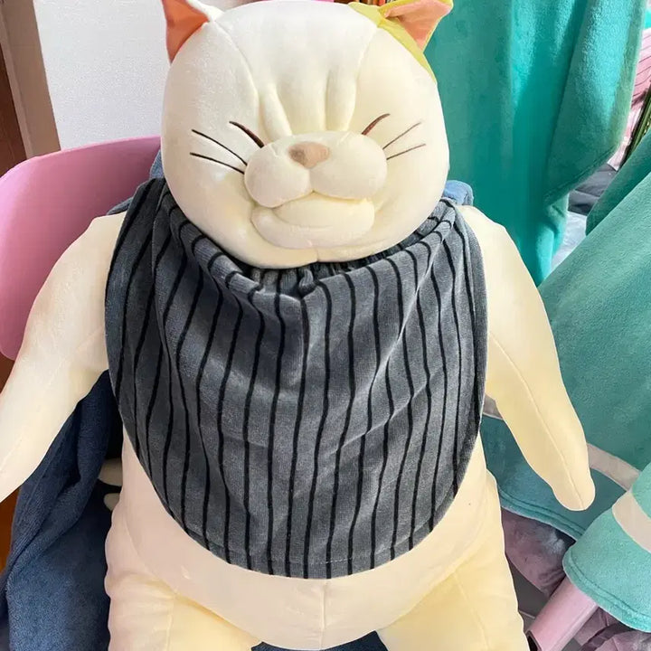 [BUNJANG] Studio Ghibli Jiji Plush Toy + Studio Ghibli Jiji Scarf Set / 최저가]정품 지브리 무타 대형인형+정품 마르클 두건