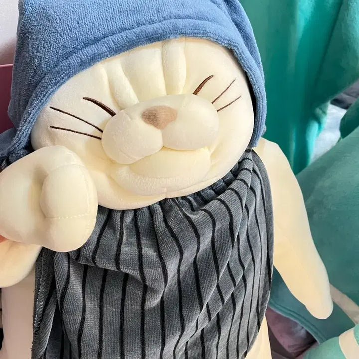 [BUNJANG] Studio Ghibli Jiji Plush Toy + Studio Ghibli Jiji Scarf Set / 최저가]정품 지브리 무타 대형인형+정품 마르클 두건