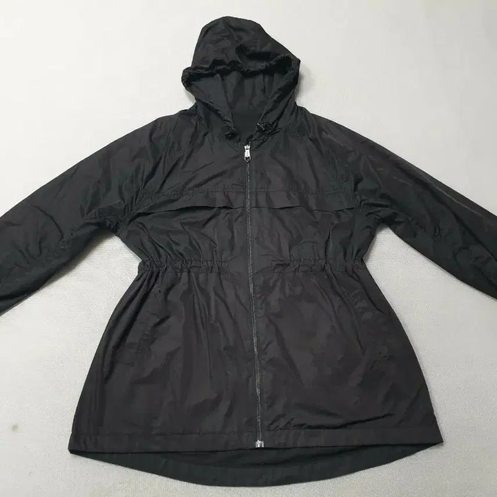 [BUNJANG] Andar Black Hooded Long Windbreaker Jumper Women&