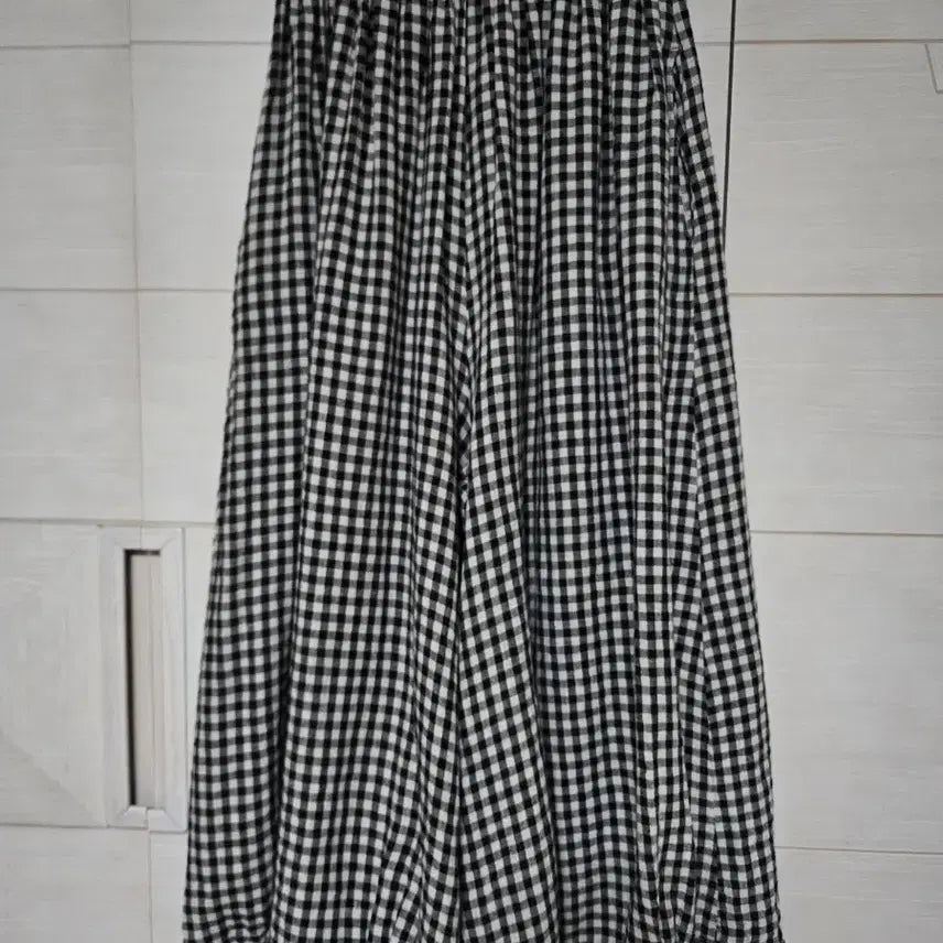 [SOLD OUT] 국산린넨 체크 와이드 팬츠
