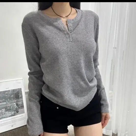 [BUNJANG] Button Knit Long Sleeve T-Shirt / 옷 팔아요 에이블리 긴팔티 니트 단추니트