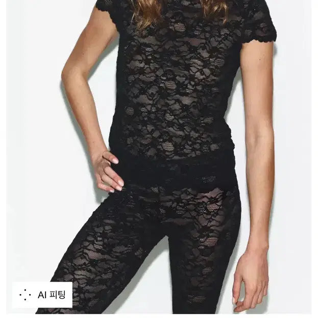 [BUNJANG] Zara Lace Short Sleeve T-Shirt / 자라 레이스 반소매 티셔츠