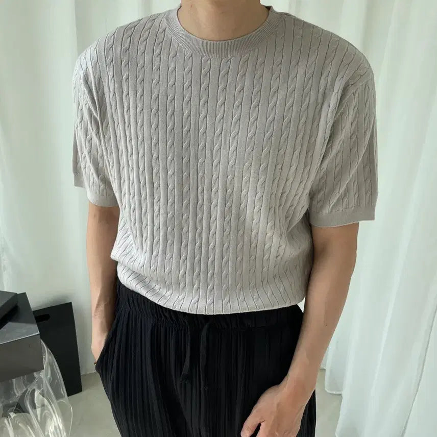 [BUNJANG] Homme Short Sleeve Knit M New Arrival / 옴므 반팔 니트 M 새상품