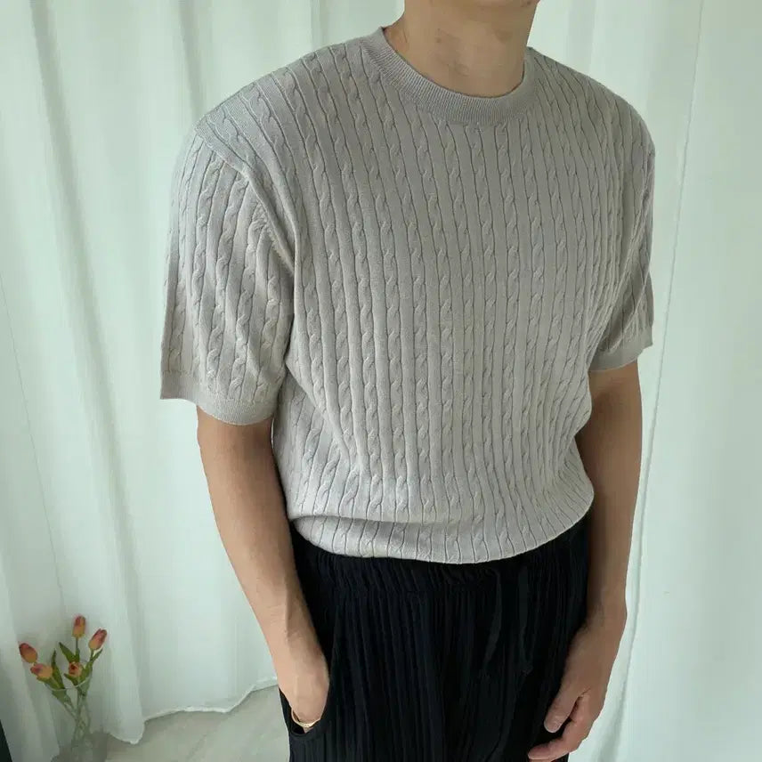 [BUNJANG] Homme Short Sleeve Knit M New Arrival / 옴므 반팔 니트 M 새상품