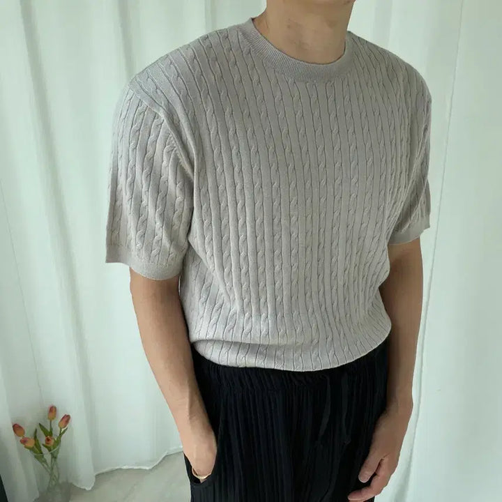 [BUNJANG] Homme Short Sleeve Knit M New Arrival / 옴므 반팔 니트 M 새상품